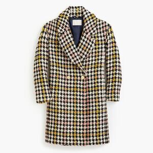 J.Crew Collection Lurex Tweed Oversized Double-Breasted Coat Houndstooth Print